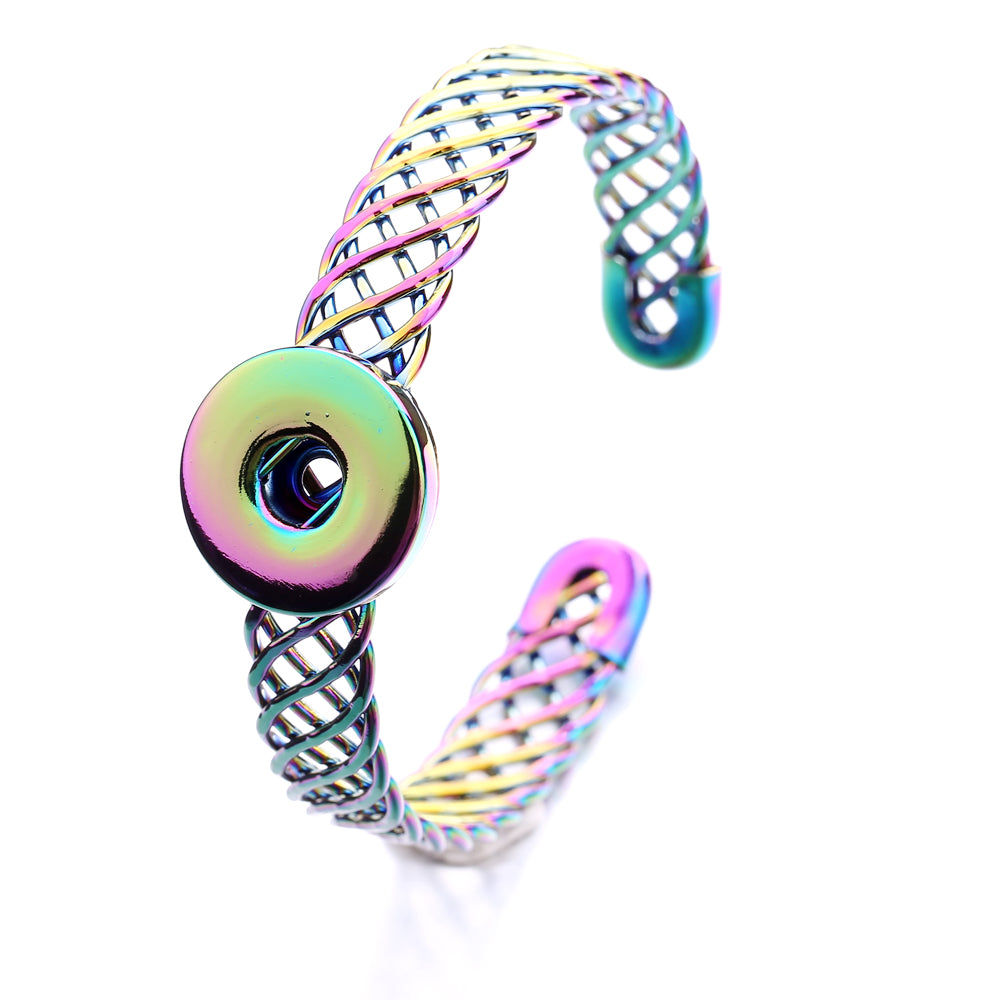 Twisted Wire Cuff Bracelet | 18mm Snap Button Bangle, Interchangeable Charm Jewelry