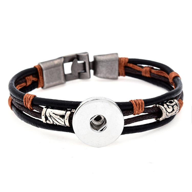 Bohemian Leather Charm Bracelet | Multi-Layer Snap Jewelry