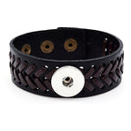 Black Leather Snap Bracelet | Vintage Braided Charm Jewelry