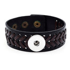 Black Leather Snap Bracelet | Vintage Braided Charm Jewelry