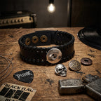 Black Leather Snap Bracelet – A Timeless Piece of Strength & Style