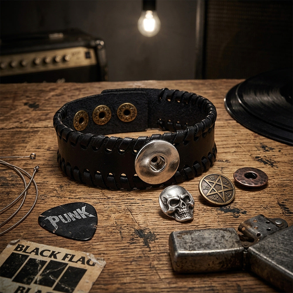 Black Leather Snap Bracelet – A Timeless Piece of Strength & Style