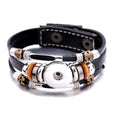 Leather Charm Bracelet with Snap Design | Rustic Vintage Style