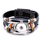 Leather Charm Bracelet with Snap Design | Rustic Vintage Style