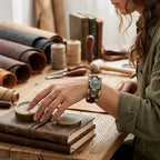 Leather Charm Bracelet with Snap Design | Rustic Vintage Style