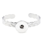 Woven Grace Snap Cuff | Silver Leaf Bracelet
