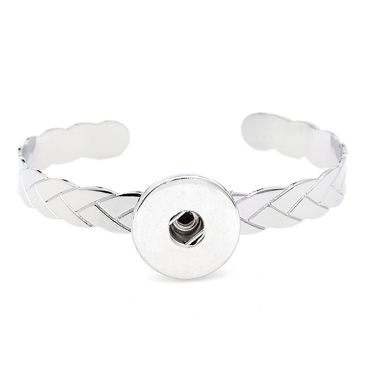 Woven Grace Snap Cuff | Silver Leaf Bracelet