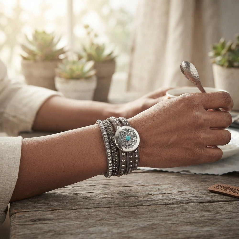 Rebel Soul Multi-Layer Leather Snap Bracelet