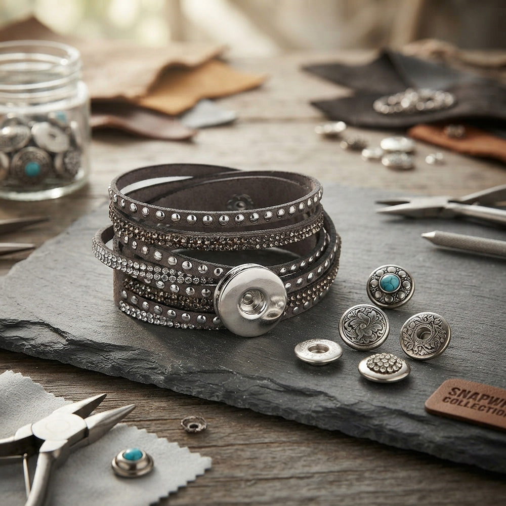 Rebel Soul Multi-Layer Leather Snap Bracelet