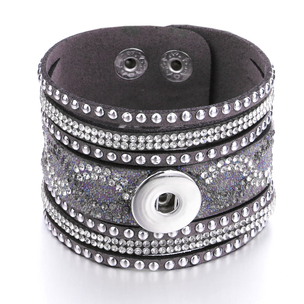 Golden Glow Multi-Layer Leather Snap Bracelet