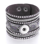 Golden Glow Multi-Layer Leather Snap Bracelet