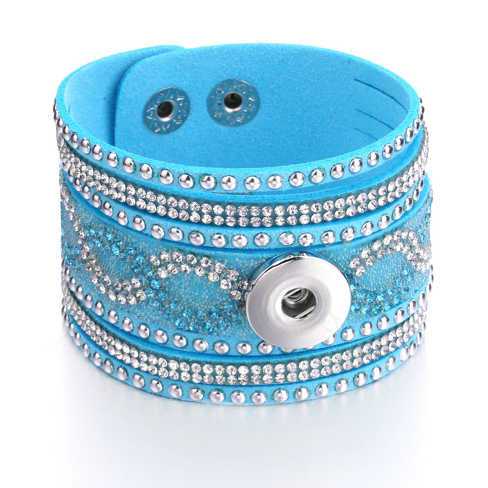 Golden Glow Multi-Layer Leather Snap Bracelet