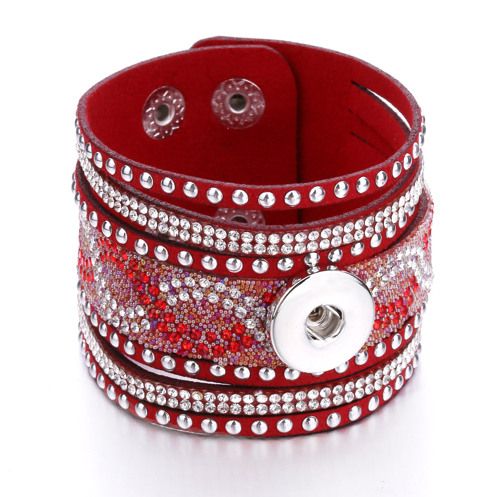 Golden Glow Multi-Layer Leather Snap Bracelet