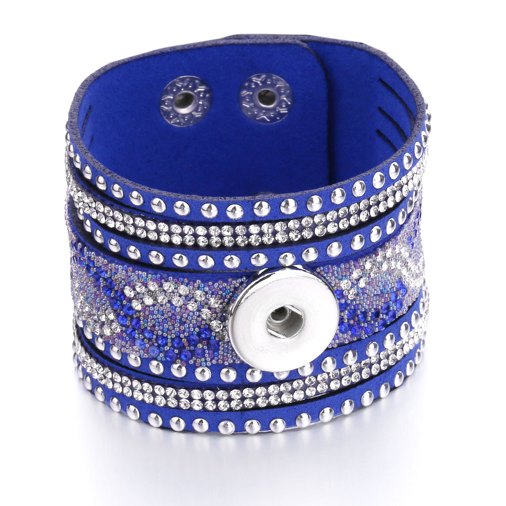 Golden Glow Multi-Layer Leather Snap Bracelet