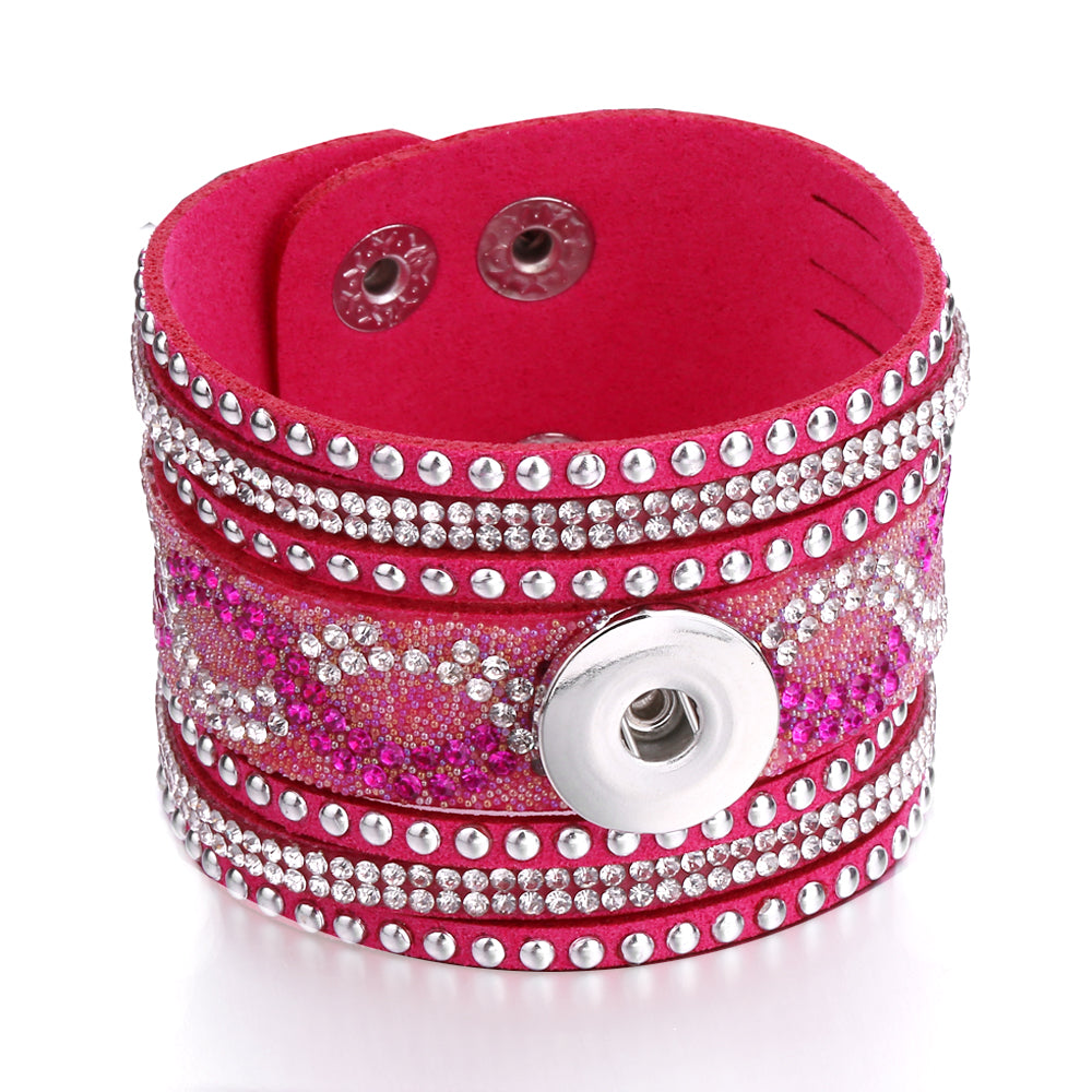 Golden Glow Multi-Layer Leather Snap Bracelet