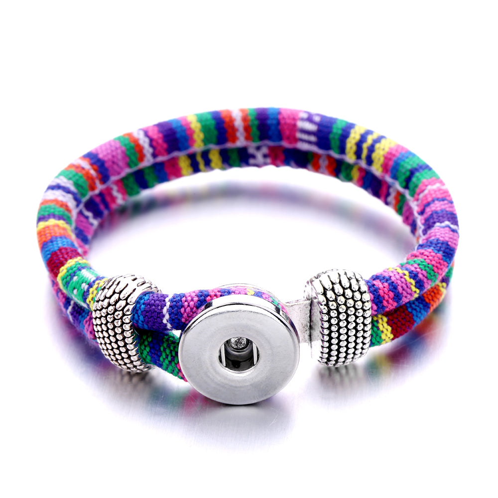 Rainbow Threads Snap Bracelet | Handmade Boho Bracelet for Everyday Style
