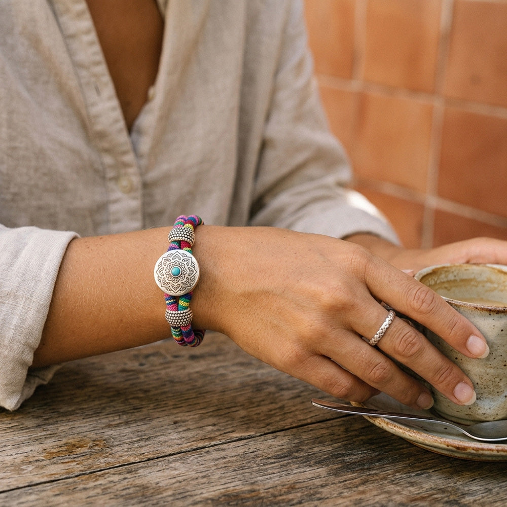 Rainbow Threads Snap Bracelet | Handmade Boho Bracelet for Everyday Style