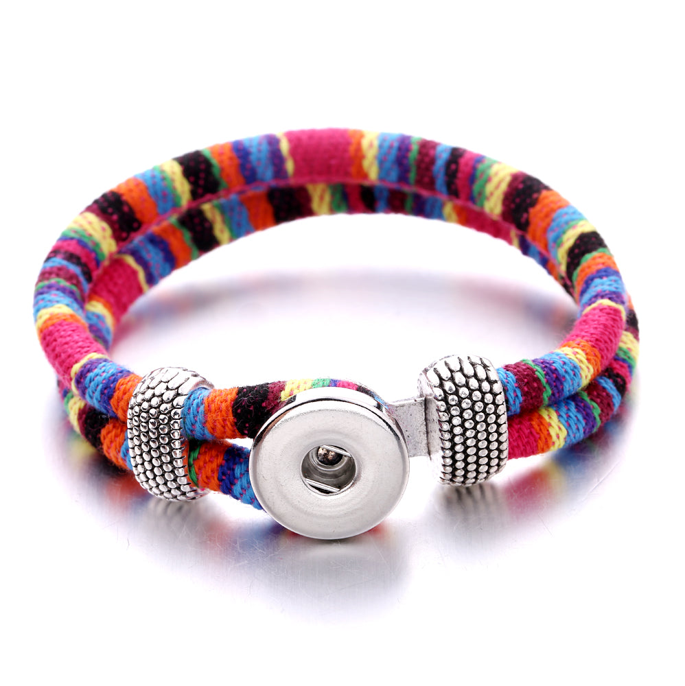 Rainbow Threads Snap Bracelet | Handmade Boho Bracelet for Everyday Style