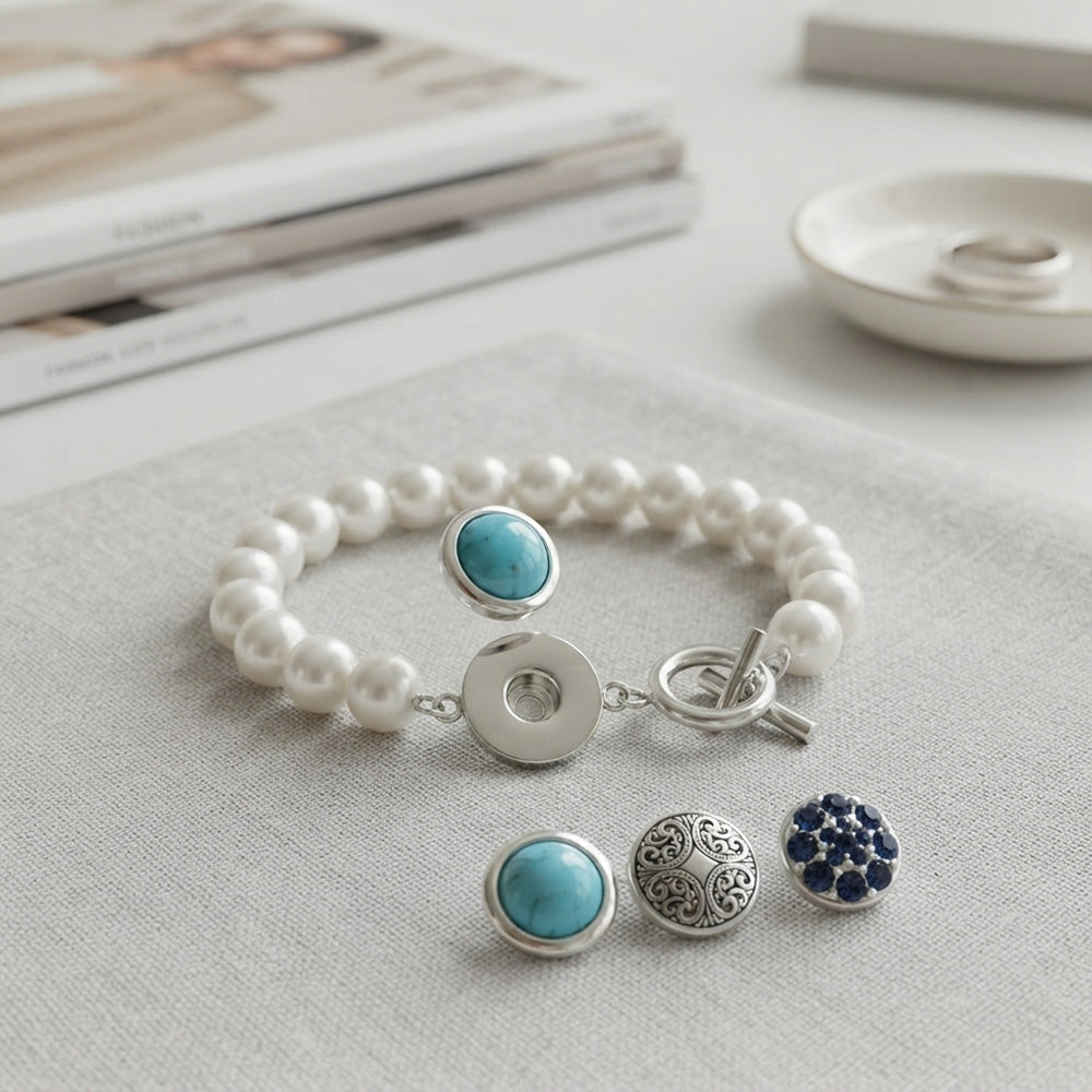 Timeless Pearl Snap Charm Bracelet
