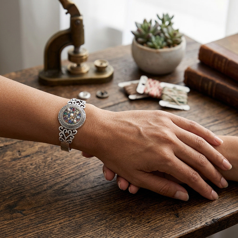 Vintage Grace Filigree Snap Cuff