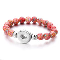 Crimson Bloom Beaded Snap Bracelet