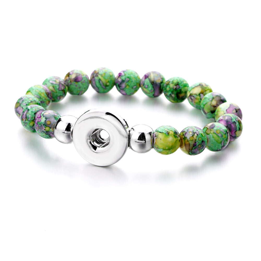 Crimson Bloom Beaded Snap Bracelet