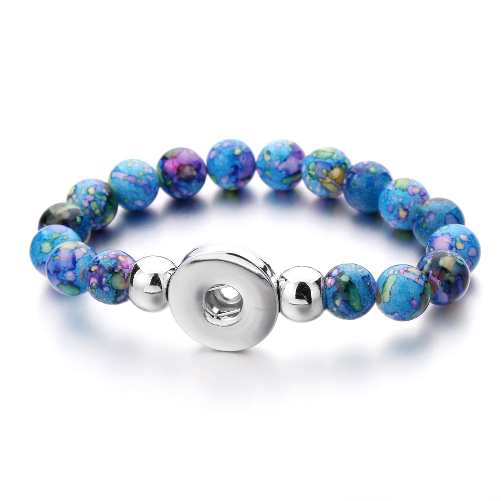Crimson Bloom Beaded Snap Bracelet