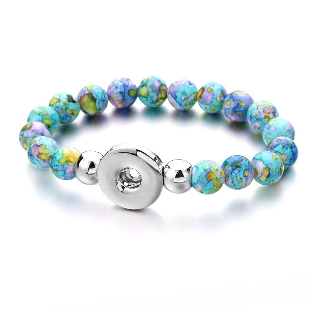 Crimson Bloom Beaded Snap Bracelet