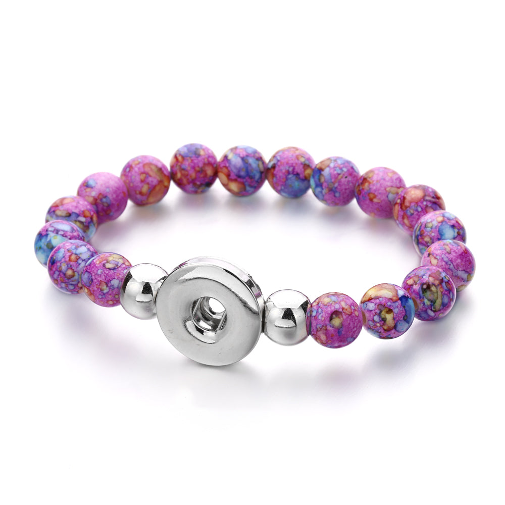 Crimson Bloom Beaded Snap Bracelet