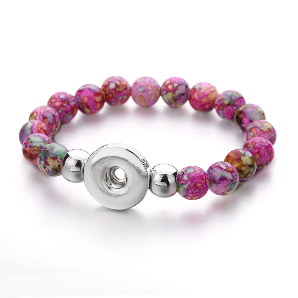 Crimson Bloom Beaded Snap Bracelet
