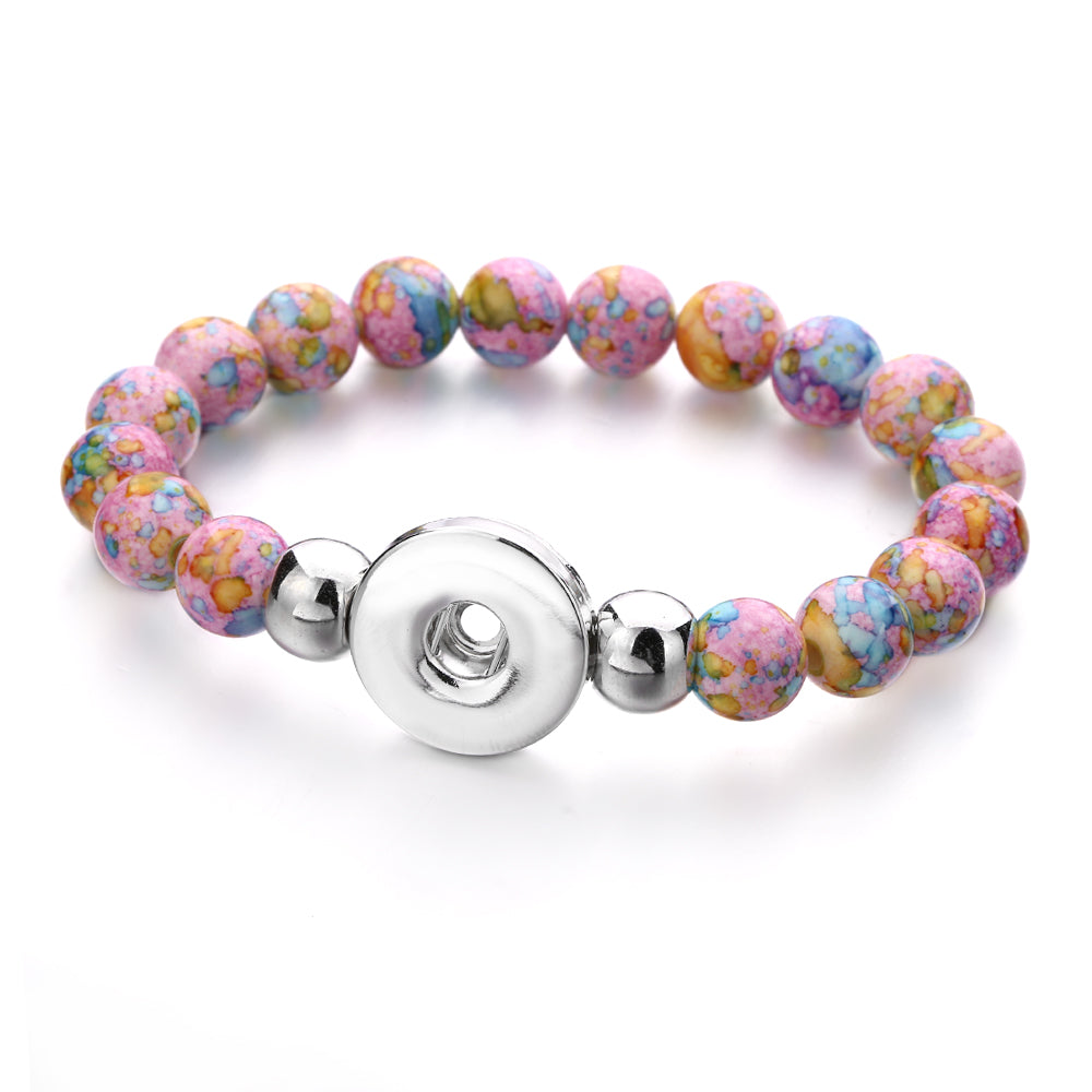 Crimson Bloom Beaded Snap Bracelet