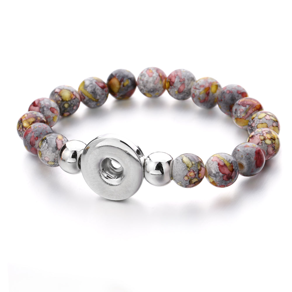 Crimson Bloom Beaded Snap Bracelet