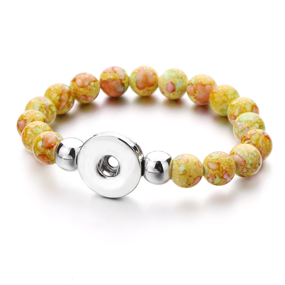 Crimson Bloom Beaded Snap Bracelet