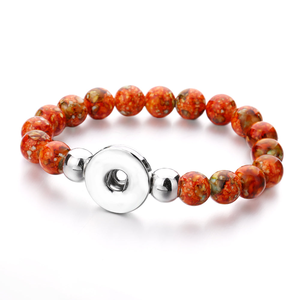 Crimson Bloom Beaded Snap Bracelet