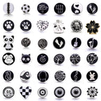 18mm Interchangeable Black & White Enamel Snap Charms for Snap Jewelry