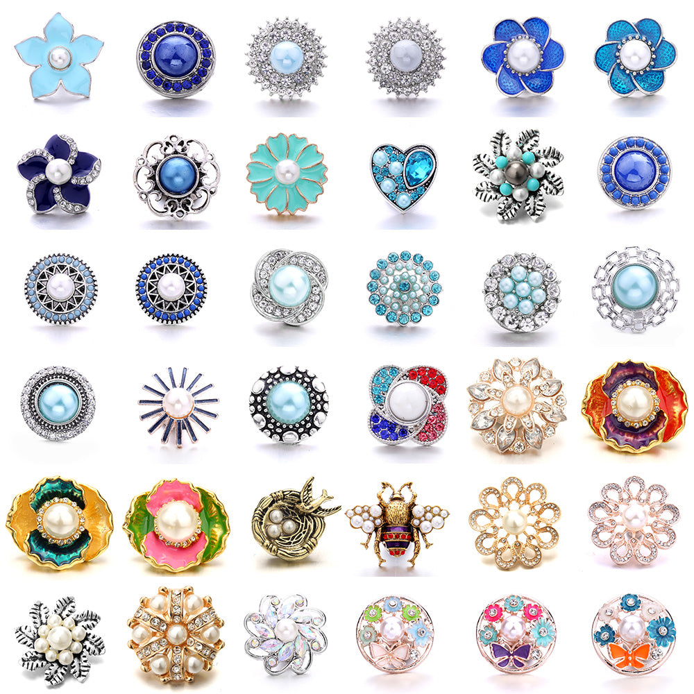 18mm Interchangeable Snap Button Charms, Sparkling Rhinestone Inlaid DIY Accessories