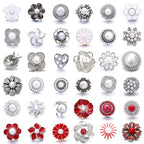 Interchangeable 18mm Pearl Snap Charms with Floral Rhinestone Designs