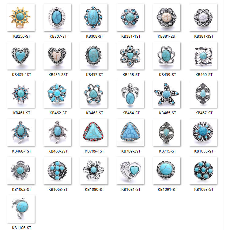 Turquoise Snap Button Charm 18mm Zinc Alloy Interchangeable Charms