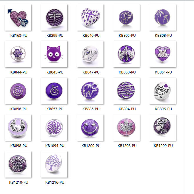18mm Purple Enamel Snap Charms, Interchangeable Snap Jewelry Buttons for Bracelets