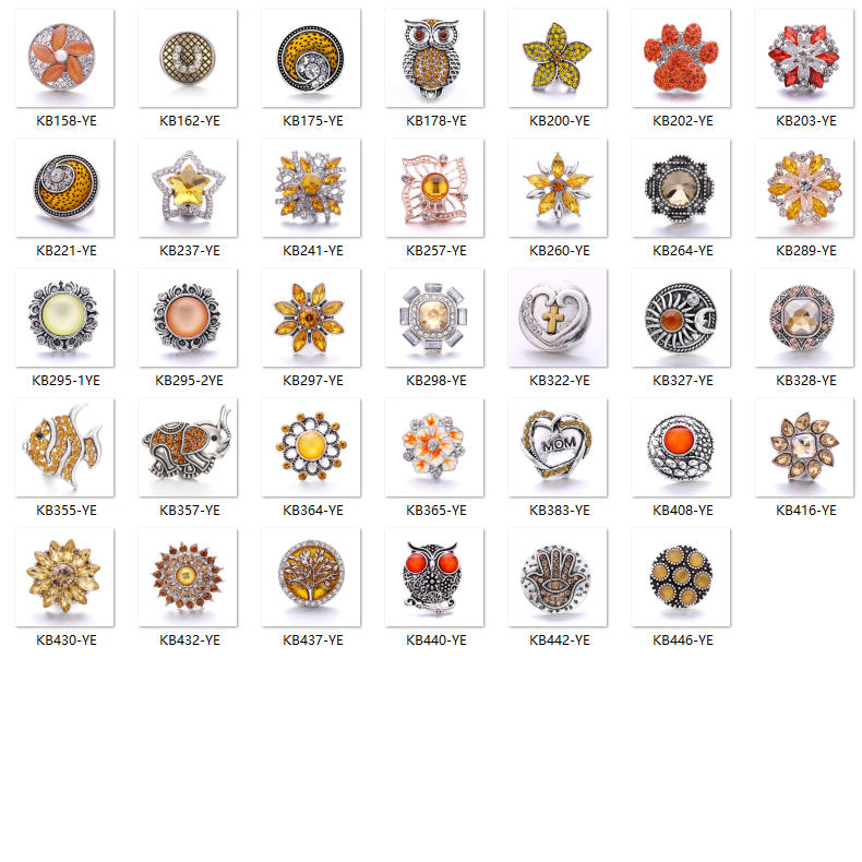 18mm Yellow Crystal Snap Charm | Interchangeable Rhinestone Charm for Bracelet & Necklace