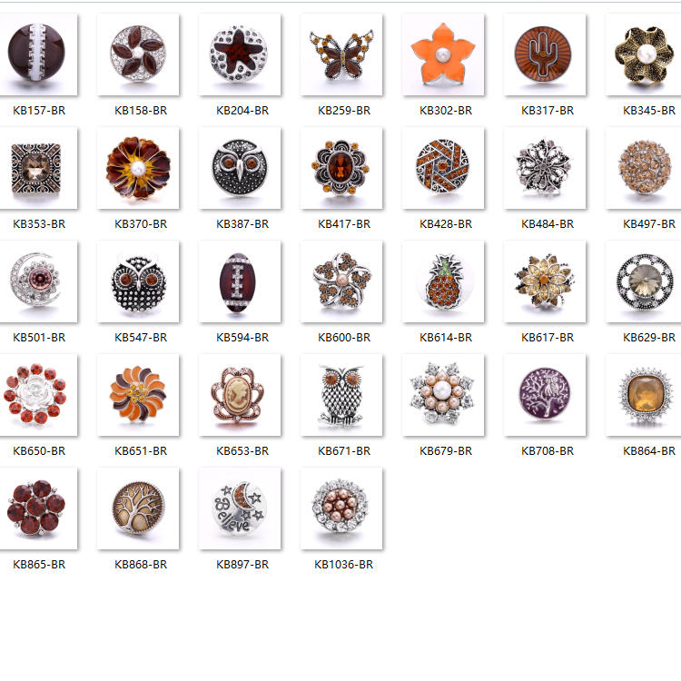 Autumn Brown Rhinestone 18mm Snap Charm Collection