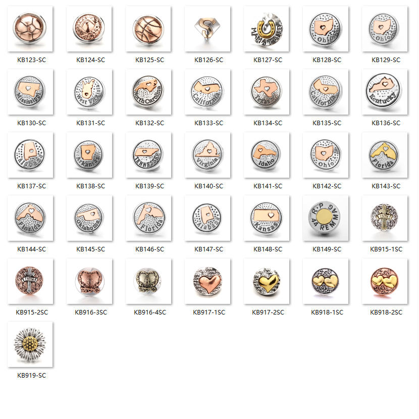 18mm Interchangeable Snap Button Charms, Regional Outline Pattern Zinc Alloy DIY Jewelry Accessories