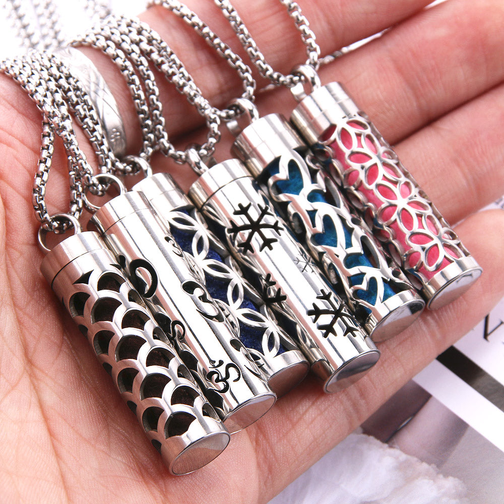 Perfume Diffuser Necklace | 316L Stainless Steel Aromatherapy Pendant with Refillable Scent Pad