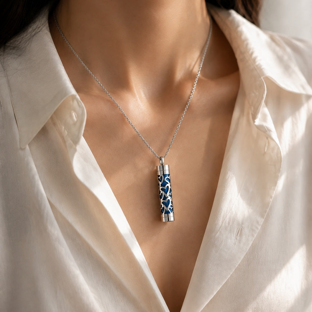 Perfume Diffuser Necklace | 316L Stainless Steel Aromatherapy Pendant with Refillable Scent Pad