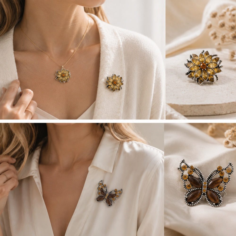 Autumn Brown Rhinestone 18mm Snap Charm Collection